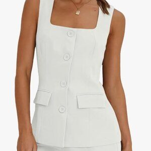 Women's Square Neck Single Breasted Vest Top